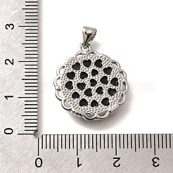真鍮と天然貝の彫刻ペンダント  ラックめっき  月と猫のフラットラウンド  プラチナ  22x19.5x3mm  穴：3x4mm&nbsp;KK-Z091-04P-01