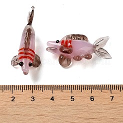 手作りランプワーク家の装飾  ギフト用の3Dフィッシュオーナメント.  ミスティローズ  30~37x13.5~15.5x18~19mm&nbsp;X1-LAMP-K039-12