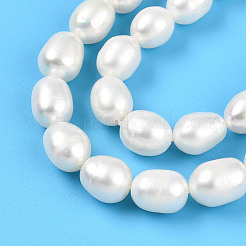 天然養殖淡水パールビーズ連売り  ライス  乳白色  7~9x6~7.5mm  穴：0.5mm  約43~44個/連  14.65~14.88''（37.2~37.8センチメートル）&nbsp;PEAR-N012-07Y