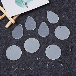 DIYダングルピアス作り  アクリルパーツ付き  304ステンレススチールの丸カンと真鍮のピアスフック  透明&nbsp;DIY-TA0002-65P