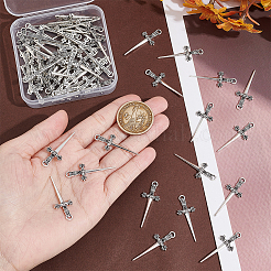 合金ペンダント  剣  アンティークシルバー  34.5x13.5x2mm  穴：2.5x1.5mm  60個/箱&nbsp;FIND-UN0002-84