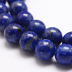 天然石ラピスラズリビーズ連売り  ラウンド  10mm  穴：1mm  約38個/連  15.5インチ（395mm）&nbsp;G-G953-01-10mm