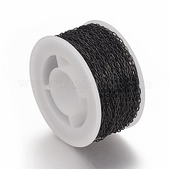 304ステンレススチールペーパークリップチェーン  ハンダ付け  スプールで  電気泳動黒  3x1~1.3x0.3mm  約65.61フィート（20m）/ロール&nbsp;CHS-F010-01A-B
