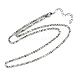 304ステンレススチール製ウィートチェーンネックレス（ユニセックス）  ステンレス鋼色  17.72インチ（45cm）  2mm&nbsp;NJEW-K395-01A-P