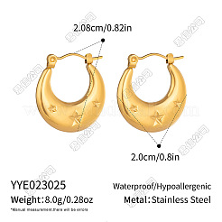 星柄ステンレススチール製フープピアス（女性用）  18KGP本金メッキ  20.8x20mm&nbsp;UV4325