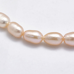 天然養殖淡水パールビーズ連売り  ライス  ミックスカラー  6~9x5~6mm  穴：0.8mm  約48個/連  13.78インチ（35cm）&nbsp;PEAR-F007-76-01