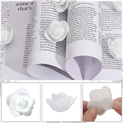 ミニフォーム造花バラ  0.25mmのプラスチックステッカー付き  手作り DIY 結婚式の家の装飾アクセサリー用  ホワイト  フォーム人工バラ: 24x29x21mm  100個;ステッカー: 1.6x0.15cm  100pc&nbsp;KY-CA0001-49