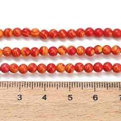 染色された合成マラカイトビーズ連売り  スムーズなラウンド  レッド  4mm  穴：0.6mm  約106~110個/連  14.88~15.43（37.8~39.2センチメートル）&nbsp;GG-CBA6382-A03-4mm-01