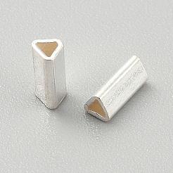 925スターリングシルバービーズ  銀色のメッキ  三角形  2.5x2.8x6mm  穴：1.5x2mm&nbsp;LS-STER-WH0008-63G-S