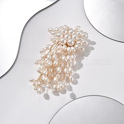 タッセル 合金 プラスチック 模造真珠 ブローチ バックパック 服用  ホワイト  89.5x45mm&nbsp;JEWB-A030-02G