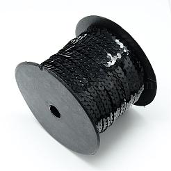 プラスチックスパンコールビーズ  スパンコールビーズ  装飾アクセサリー  フラットラウンド  ブラック  6mm  約100ヤード/ロール&nbsp;PVC-Q085-6mm-26A