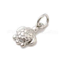 真鍮製チャーム  カメ  長持ちメッキ  ラックめっき  丸カン付き  プラチナメッキ  11.5x8x3.5mm  穴：3.2mm&nbsp;KK-C139-28A-P