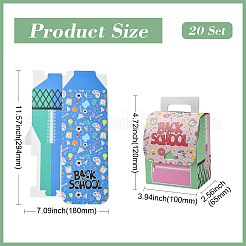 20個 2色 クラフト紙 厚紙 キャンディ収納トートボックス  ランドセルの形  ミックスカラー  10x6.5x12cm  10個/カラー&nbsp;AJEW-CJ0001-59
