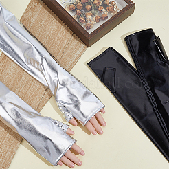 2組 2色 ポリエステル ロング 指なし手袋  女性用コスチュームコスプレ用メタリックグローブ  ミックスカラー  415x110x1.5mm&nbsp;AJEW-CL0006-23