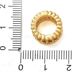 真鍮舗装キュービックジルコニアビーズ  大穴ビーズ  コラム  ゴールドカラー  赤ミディアム紫  6x13.5mm  穴：8.5mm&nbsp;CU-CBA0A9C-13G-A