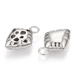真鍮チャーム  カドミウムフリー＆ニッケルフリー＆鉛フリー  プラチナメッキ  25.5x16.5x8mm  穴：4mm&nbsp;KK-L211-009P-02
