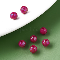 不透明なアクリルビーズ  ABカラーメッキ  多面カット  ラウンド  赤ミディアム紫  6x5.5mm  穴：1.5mm  約4800個/500g&nbsp;MACR-S371-135-I02