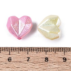 UVメッキ不透明アクリルビーズ  虹色の  ハート  テクスチャ  多面カット  ミックスカラー  13x14.5x8.5mm  穴：1.8mm&nbsp;OACR-N160-07