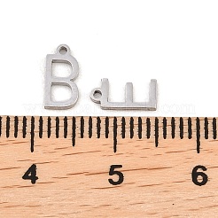 304ステンレススチールチャームセット26個  a～zの文字  ステンレス鋼色  7~8x1.5~7x1mm  穴：0.9mm  1個/スタイル&nbsp;STAS-B123-01P