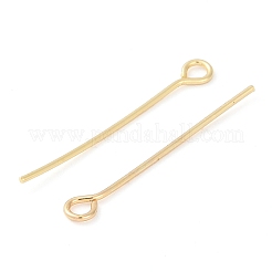 真鍮製アイピン  ジュエリー作りのための  18KGP本金メッキ  26.5x0.7mm  穴：2mm&nbsp;KK-N254-48B-G