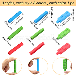 シリコン鉛筆キャップ9種類9個  ミックスカラー  64.5~65.5x13~19.5x12~13.8mm  穴：6~6.5mm  1個/スタイル&nbsp;AJEW-GF0011-96