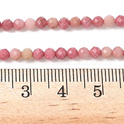 天然石ロードナイトビーズ連売り  多面カット  グレードAAA  ラウンド  3mm  穴：0.6mm  約111個/連  15.35''（39センチメートル）&nbsp;X-G-P553-G06-02A