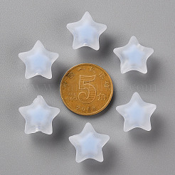 透明なアクリルビーズ  艶消し  二層ビーズ  スター  コーンフラワーブルー  14x15x8.5mm  穴：2mm&nbsp;X-TACR-S152-02C-SS2113