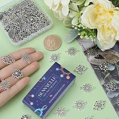 90 個 3 スタイルのチベットスタイル合金コネクタチャーム  蓮の花のリンク  アンティークシルバー  15~20x14~21x1.5~2mm  穴：1~1.5mm  30個/スタイル&nbsp;FIND-SC0007-88