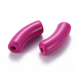 不透明なアクリルビーズ  カーブチューブ  赤ミディアム紫  36x13.5x11.5mm  穴：4mm  約133個/500g&nbsp;MACR-S372-001B-S006