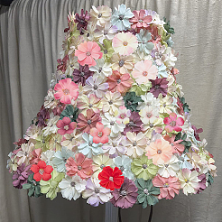 120個 12色シルク布花  造花頭  DIY 装飾花輪パーティー誕生日家の装飾のため  ミックスカラー  48.5~49x49~50x21~23mm  穴：2.5mm  10個/カラー&nbsp;DIY-WR0003-94