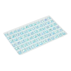 ポイントガラスラインストーンカボション  模造トルマリン  多面カット  ハート  ブルー  8x8x5mm&nbsp;GGLA-S003-02B