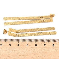 304ステンレススチールダングルスタッドピアス  長方形  ゴールドカラー  60x8.5mm&nbsp;EJEW-B141-03G