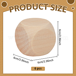 シマウッドのブランクダイス  未完成の木製サイコロ  桃パフ  60x60x60mm&nbsp;WOOD-WH0124-154B