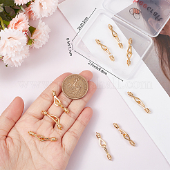 真鍮フックとS字フック留め具10セット  ニッケルフリー  18KGP本金メッキ  長さ32mm  留め金：18x4.5x4mm  穴：1mm  ペンダント：16x6x4mm  穴：1.2mm&nbsp;KK-BBC0005-60