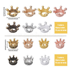 140個 14スタイル 合金ヨーロピアンビーズ  大穴ビーズ  クラウン  ミックスカラー  9~13x6~6.5mm  穴：6mm  10個/スタイル&nbsp;DIY-CA0006-56