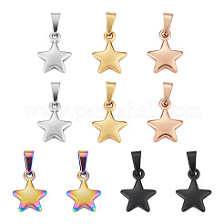 10個5色304ステンレスペンダント  星のチャーム  ミックスカラー  13.5x10.5x3.5mm  穴：6x3mm  2個/カラー&nbsp;STAS-TA0006-46