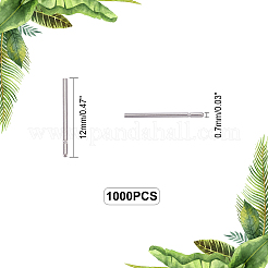 316ステンレス鋼製耳介針1000本  スタッドピアスパーツ  ステンレス鋼色  12x0.7mm&nbsp;STAS-UN0037-63