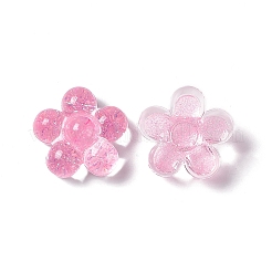 半透明のアクリルカボション  グリッターパウダー付き  5  - 花びらの花  ピンク  24.5x25x12.5mm&nbsp;OACR-C009-12E