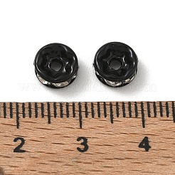 304ステンレススチールラインストーンビーズ  フラットラウンド  鉛フリー＆カドミウムフリー  ラックめっき  長持ちメッキ  ブラック  7x3.5mm  穴：1.5mm&nbsp;RB-CBAF591-01F-EB