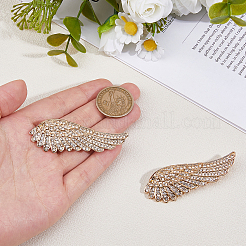 バックパックの服のための翼合金ラインストーンブローチ2個  ゴールドカラー  68x25mm&nbsp;JEWB-FH0002-05G