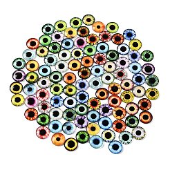 プリントされた透明ガラスカボション  アイ模様で半円形  ミックスカラー  20x5mm  約100個/袋&nbsp;GL-CBAA22A-09
