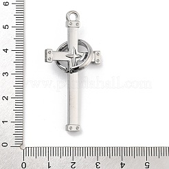 合金のチベット風チャーム  スターと交差  プラチナ  50x23x6mm  穴：3mm&nbsp;FIND-U006-15P-07