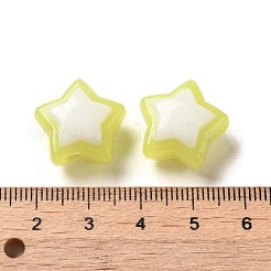 模造ゼリー透明アクリルビーズ  ツートン  スター  きいろ  17x18x3mm  穴：3.5mm  20個/セット&nbsp;LS-SACR-R741-03G
