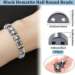 非磁性合成ヘマタイトビーズ100個  半円  ブラック  13x7x6mm  穴：2mm&nbsp;G-BBC0001-59