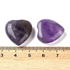 天然アメジストのハートパームストーン  クリスタルポケットストーンレイキバランシング瞑想家の装飾  20.5x20x7mm&nbsp;G-M416-09A