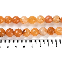 天然石瑪瑙ビーズ連売り  染め＆加熱  多面カット  ラウンド  オレンジ  10mm  穴：0.8mm  約37個/連  14.96''（38センチメートル）&nbsp;G-M437-C01-01G