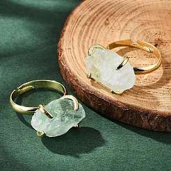 天然な混合石の指の指輪  金色のトーン真鍮の指輪  ラックめっき  usサイズ8 1/2(18.5mm)&nbsp;RJEW-B122-01G