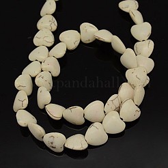合成マグネサイトビーズ連売り  ハート  ホワイト  12x11x6mm  穴：1mm  約37個/連  16インチ  約1連売り/2g&nbsp;G-E017-11x12x6mm