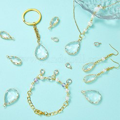 3種類のスタイルのガラスチャーム18個  真鍮パーツ  多面カットティアドロップ  ミックスカラー  12~30x7~19x3~8.5mm  穴：1.2~2mm  6個/スタイル&nbsp;KK-SZ0002-63