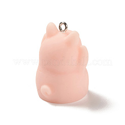不透明樹脂ペンダント  かわいい豚のチャーム  プラチナメッキ鉄ループ付き  豚  28x21x20.5mm  穴：2mm&nbsp;RESI-K023-03B